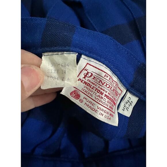 Vintage Pendleton Women's Blue Tartan Plaid Virgin Wool Pleated Skirt Size 14 - Picture 6 of 8